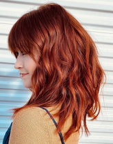 Brown Red Haircut Wigs with a Fringe 100% Real Human Hair for Caucasian Women